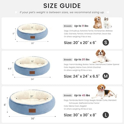 Love's cabin Round Donut Cat and Dog Cushion Bed, 30in Pet Bed for Medium or Large Dogs, Anti-Slip & Water-Resistant Bottom, Soft Durable Fabric Pet Beds, Washable Calming Cat Bed, Sky Blue