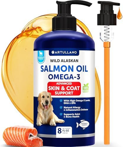 Wild Alaskan Salmon Oil for Dogs - 8 OZ - Fish Oil for Dogs - EPA & DHA