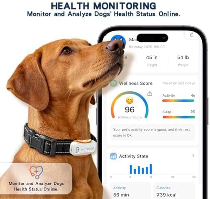 AI GPS Dog Tracker, Virtual Fence & AI Health Monitor, Waterproof