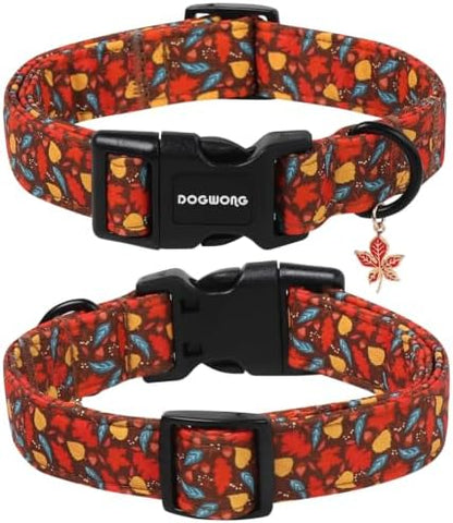 DOGWONG Fall Dog Collar Girl, Fall Autumn Maple Dog Collar Boy,Comfortable Fall Dogs Collars for X-Small Puppies Dogs, Neck 8-12 inches