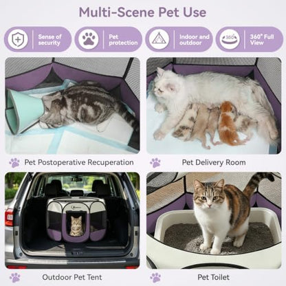 Siedihit Dog Cat Playpen Puppy Pet Crate Tent Cage (Light Purple,Small)