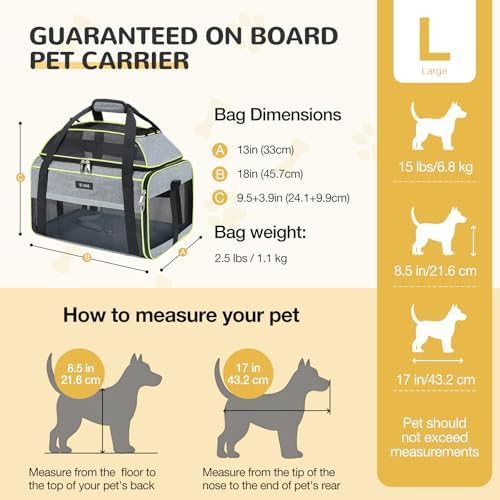 Lekereise Top-Expandable Pet Carrier 18x13x9.5 Inch Southwest Frontier Airline Approved Soft Sided Underseat to 15lbs Travel Carriers for Small Cats Dogs with Locking Safety Zippers Anti-Scratch Mesh