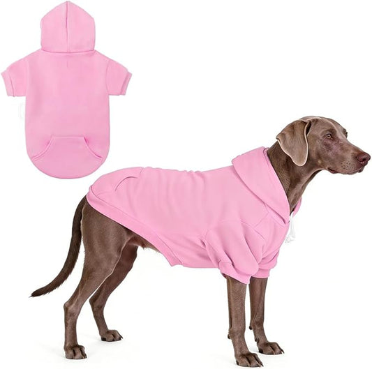 KOOLTAIL Basic Dog Hoodie - Soft and Warm Dog Hoodie Sweater with Leash Hole and Pocket, Dog Winter Coat, Cold Weather Clothes Sweatshirt for Small Medium Large Dogs Puppy Cat Boys Girls Pink XXL