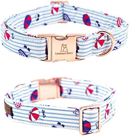 Lionheart glory Dog Collar, Dog Collar with Bow, Summer Stripe Boy Dog Bowtie Collar Cute Pet Collar Gift for Medium Dog