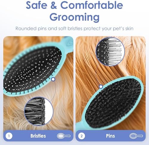 AKC Double-Sided Dog Grooming Brush, Bristle & Pin, Dogs & Cats