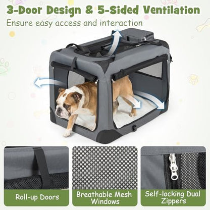 Giantex Collapsible Soft Dog Crate, 33 Inch Portable Travel Dog Kennel
