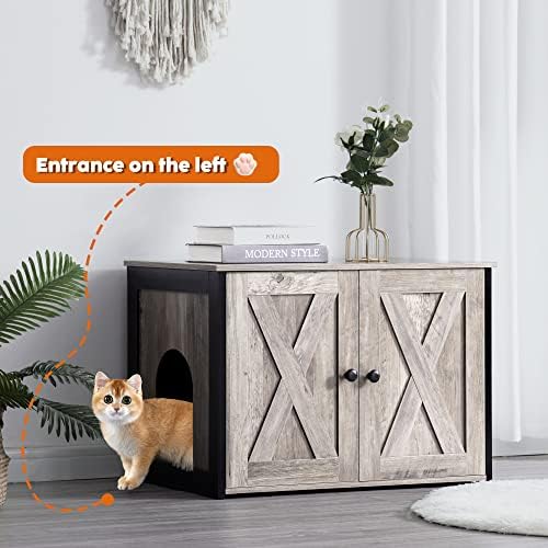 Dwanton Cat Litter Box Enclosure, Hidden Litter Box Furniture, 27.6 Inches