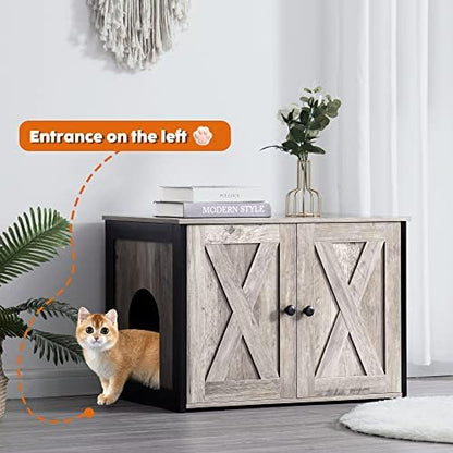Dwanton Cat Litter Box Enclosure, Hidden Litter Box Furniture, 27.6 Inches