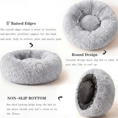 nononfish Small Dog Bed,Soft Calming Donut Plush Pet Bed