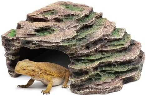 Large Reptile Hide Shale Scape Step Ledge, Reptile Cave Hideout, Bearded Dragons Accessories, Basking Rocks for Bearded Dragons