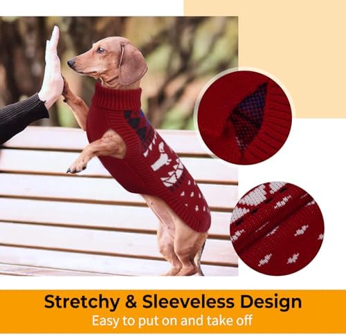 Lelepet Dachshund Sweater Turtleneck Dog Sweaters for Small Dogs (XS-XL)