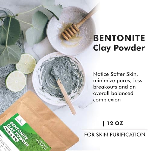 Cosmic Element 100% Pure Calcium Bentonite Clay Powder - Bentonite Clay Food Grade, Vegan, Healing Clay | Skin Care Detox - Deep Pore Cleansing Face & Body Mask for Soft, Smooth, Refreshed Skin | 12oz
