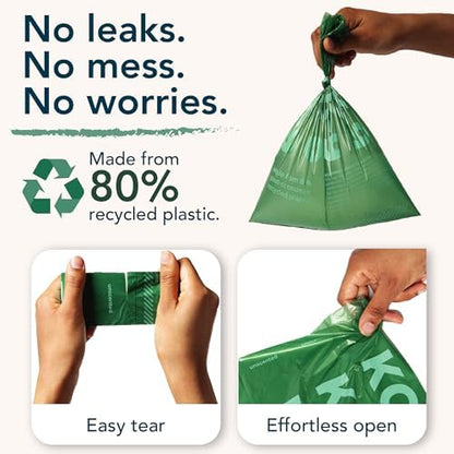 80% Recycled Plastic Dog Poop Bags – Extra Thick, Leak Proof Waste Bags, Big Dog Approved (Lavender, 270 Bags)