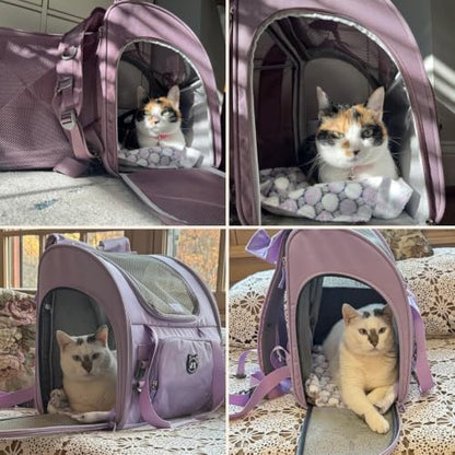 Lollimeow Expandable Cat Carrier Backpack for Large Cats - Airline Approved Pet Carrier Backpack for Small Dogs, Hiking & Travel, Waterproof with Breathable Mesh, 14lbs Capacity (Lavender, Standard)