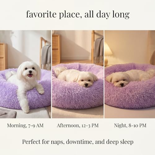 nononfish Soft Donut Dog Bed,Cozy Calming Bed for Puppies