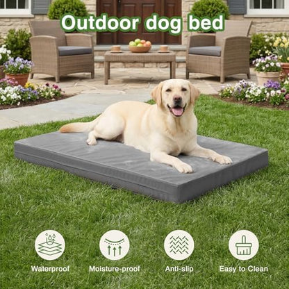 Waterproof Large Dog Bed, Washable Outdoor XL Pet Foam Pad 44x32 Anti-Slip