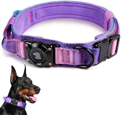 2026 Upgrade Waterproof Tactical AirTag Dog Collar, Built in AirTag Holder
