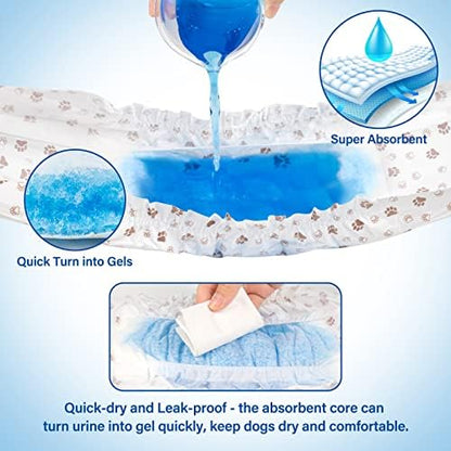 Pet Soft Dog Diapers Male - Disposable Male Dog Wraps Wetness Indicator, Ultra Absorbent Doggie Diapers Comfortable for Incontinence Excitable Urination, 50pcs XSmall