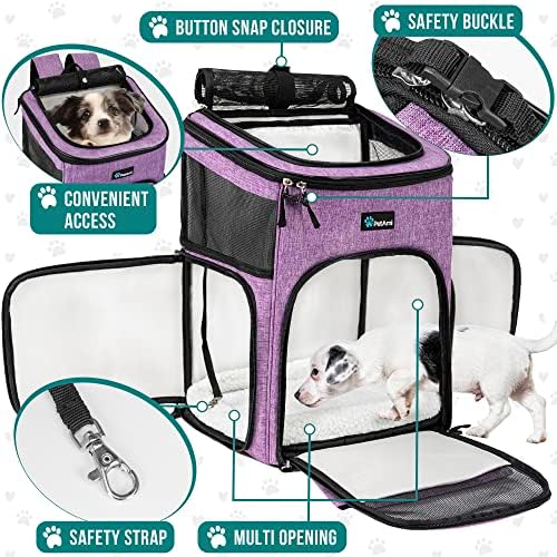 PetAmi Dog Backpack Carrier, Airline Approved 4-Way Entry Cat Bag, Purple