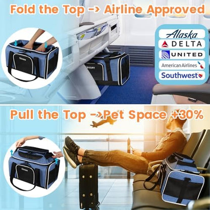Petskd Top-Expandable Small Pet Carrier 17"x11"x9.5" Airline Approved