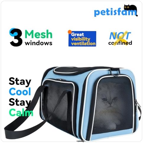 Cats Voluntarily Enter Carrier. Stress-Free Vet Visit, Veterinarian-Approved Design. 360 Mesh Visibility, Long-Term Durability, Car-Safe and Lockable Zips Hug Securely