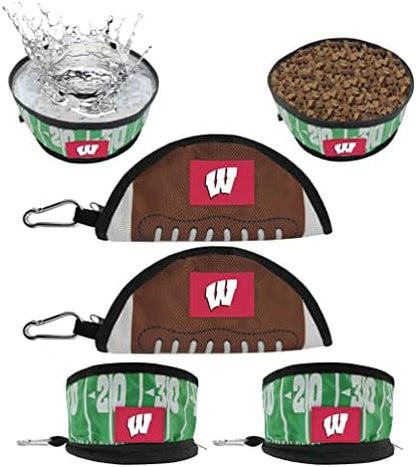 Pets First NCAA Wisconsin Badgers Collapsible Dog Travel Bowl Set, 2 Pack Food & Water Bowls for Dogs, Best Portable & Lightweight Leak-Proof Dog Bowls for Travel