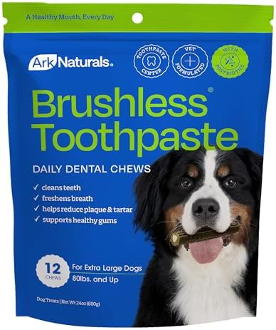 Ark Naturals Brushless Toothpaste Dog Dental Chews - XL Breeds (12 ct)