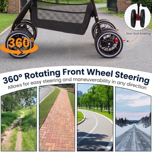 2-in-1 Foldable Pet Stroller 4-Wheel for Small Dogs,Light Gray+Kale Green