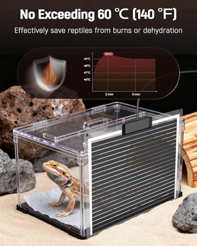 Pawfly 28 W Reptile Heat Pad with Thermostat 11 x 11 Inch Reptile Heating Pad Under Tank Terrarium Reptile Heat Mat for Turtles Frogs Snakes Lizards Geckos Hermit Crabs & Spiders