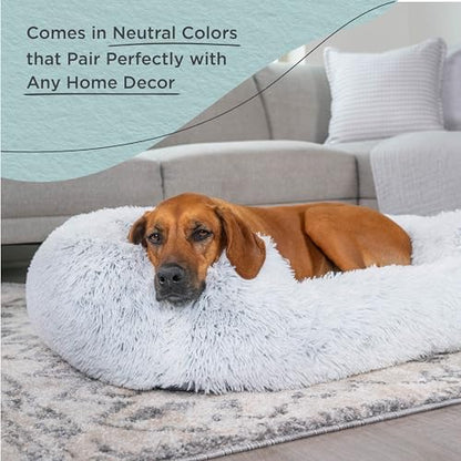 Best Friends by Sheri Lounge Dog Bed, Shag Faux Fur, Frost, Large 36" x 27"