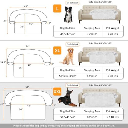 GGIB Calming Dog Bed Fluffy Plush Dog Mat for Furniture Protector with Removable Washable Cover for Large Medium Small Dogs and Cats (Extra Extra Large, Light Grey)