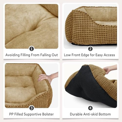 MIXJOY Dog Beds for Medium Dogs Washable, Rectangle Pet Bed Medium Size Dog, Orthopedic Sleeping Pet Sofa Bed, Soft Calming Cat Beds for Indoor Cats, Anti-Slip Bottom with Multiple Size