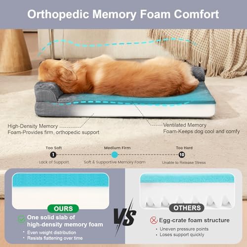 Rainmr Dog Beds for Small Dogs - Washable Pet Bed for Puppy and Kitten with Slip-Resistant & Waterproof Cover, 41x27 Inches, Dark Grey