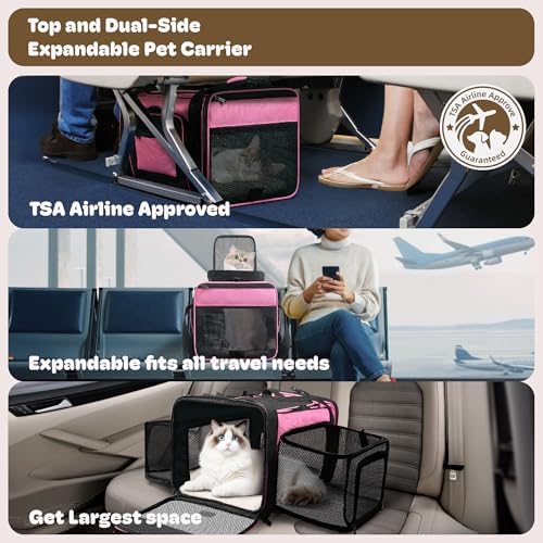 Top and 2 Sides Expandable Cat Carrier 18x11x11 TSA Airline Approved
