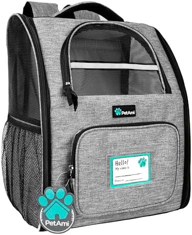 PetAmi Dog Backpack Carrier Airline Approved Cat Pet Puppy Bag, Grey