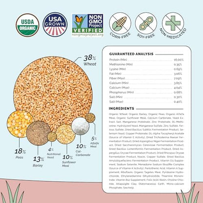 Mile Four Organic Chicken Feed, Layer Mash, Non-GMO, USA Grown 46 lbs