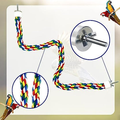 23.6 Inches Colorful Rope Perch for Bird Bungee Climbing Swing Parrot (Pack of 2)