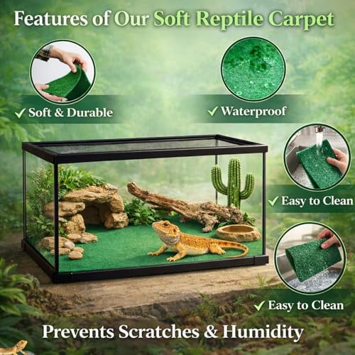 HERCOCCI 2 Pack Reptile Carpet, 39’’ x 20’’ Terrarium Bedding