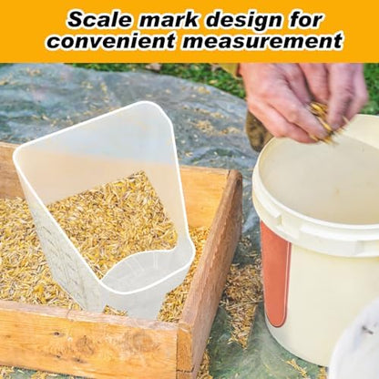 Uiifan 4 Pcs 3 Quart Horse Feed Scoop with Measurements for Farm, White