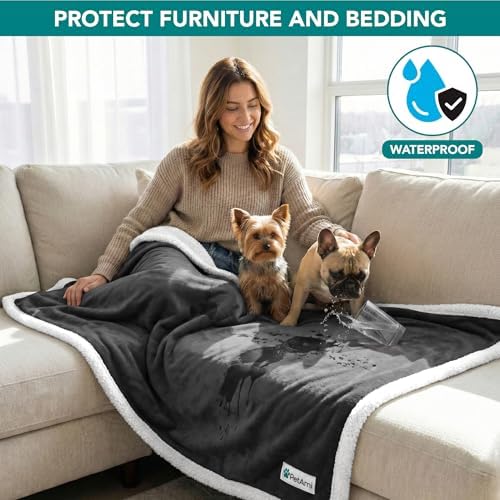 PetAmi Waterproof Dog Blanket for Small Dog Puppy Cat, 29x40, Charcoal