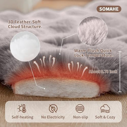 SOMAHE Cat Sleeping Bag for Indoor Cats, Faux Fur Pet Cave Bed & Burrow Nest, Reversible Plush Snuggle Sack, Portable Foldable Mat, Machine Washable, Anti-Static, 21.7"x17.7" Beige
