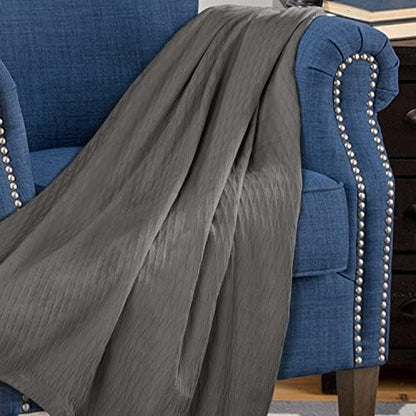 Superior Diamond Weave All-Season Cotton Blanket, Cover for Home, Couch, Bed, Soft, Warm Blankets, Boho Aesthetic, Comfy, Cozy, and Cute Covers, Decorative Bedding Essentials, King, Grey