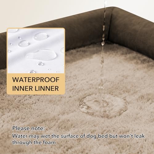 Orthopedic Washable Dog Bed for Extra Large Dogs, 48x30in, Brown