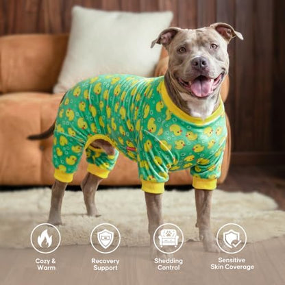 KYEESE Velvet Dog Pajamas for Medium Large Dogs Soft Onesie, Yellow Duck