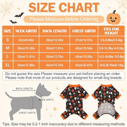 Dog Halloween Pajamas for Small Medium Dog Halloween Pjs Dog Onesie Cute Soft Breathable Puppy Pet Stretchy Dogs Recovery Suit for Boy Girl-S