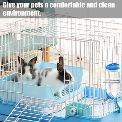 kathson Large Rabbit Litter Box Trainer, Potty Corner Toilet with Drawer Bigger Pet Pan for Adult Hamster, Guinea Pig, Ferret, Galesaur, Bunny and Other Animals (Blue)