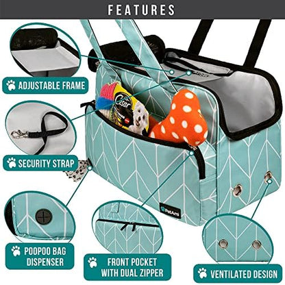 PetAmi Small Dog Purse Carrier, Airline Approved Soft Sided Tote, Teal