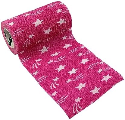 SyrFlex Cohesive Bandage 4” HOT Pink Star 4pk