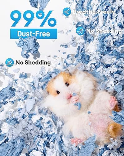 BUCATSTATE Hamster Bedding 15L, 99% Dust-Free Paper Bedding, Ocean Blue