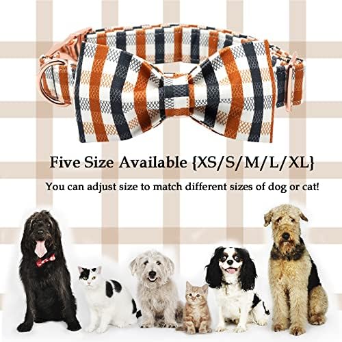 Lionheart Glory Plaid Dog Collar with Bowtie - Heavy Duty, Adjustable, Fall Collar for X-Large Dogs